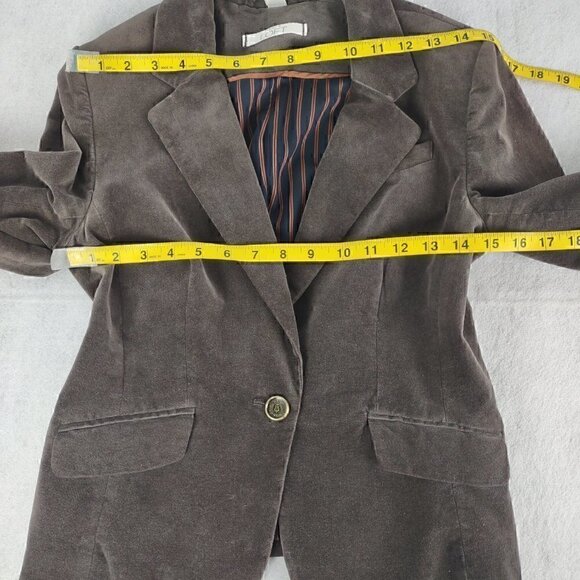 Ann Taylor LOFT Brown Velvety 1 Button Closure Classic Style Blazer Size 4 - Picture 6 of 11